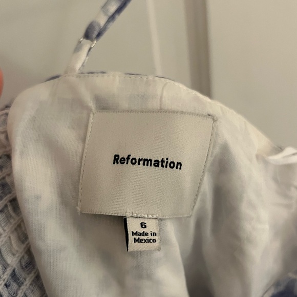 Reformation Monette Linen Dress Blue - Size 6 - Picture 5 of 6